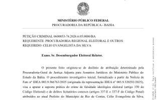 Após descoberta de vídeos, gravações, mensagens e auditoria financeira, Procurador Regional Eleitoral pede que a Polícia Federal interrogue imediatamente o prefeito de Rio de Contas, Célio Evangelista.