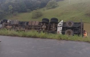 Caminhão transportando gado tomba na BA-120, entre Ibirataia e Algodão