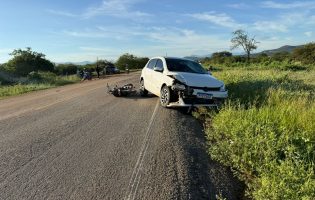 Acidente entre carro e motocicleta deixa ferido em Dom Basílio