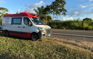 Motociclista fica ferido após ser atingido por árvore na BR-330, entre Ipiaú e Barra do Rocha