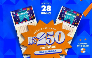 Apostas para a Quina de São João 2026 começam com prêmio estimado em R$ 250 milhões